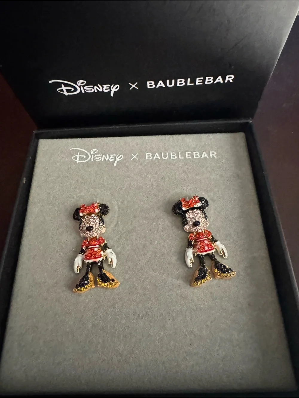 BaubleBar Disney Minnie Mouse Crystal Stud Earrings - Red, Black, Gold